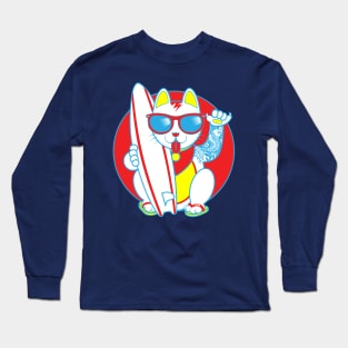 Surf Maneki Neko! Version 3 Long Sleeve T-Shirt